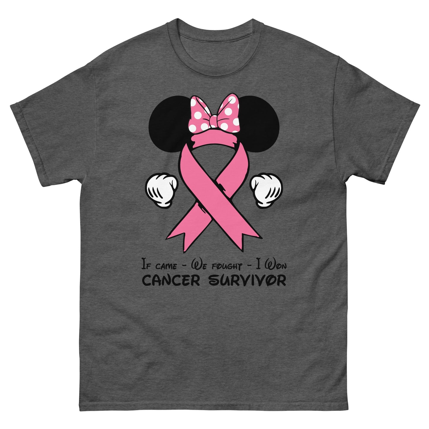 Breast Cancer Mouse Dot Bow Tee - JohnVsGBMDark HeatherS