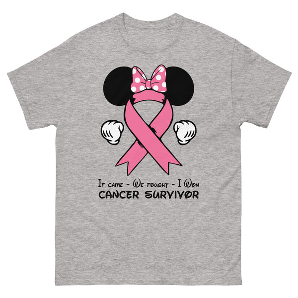 Breast Cancer Mouse Dot Bow Tee - JohnVsGBMSport GreyS