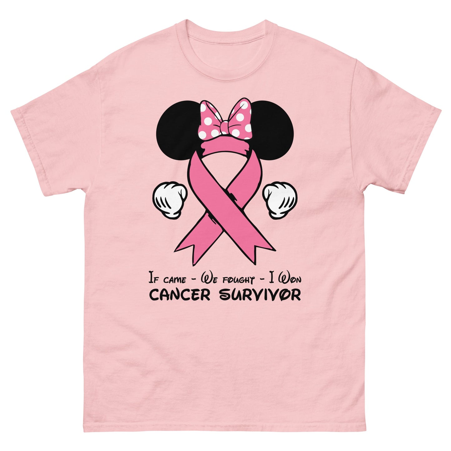 Breast Cancer Mouse Dot Bow Tee - JohnVsGBMLight PinkS