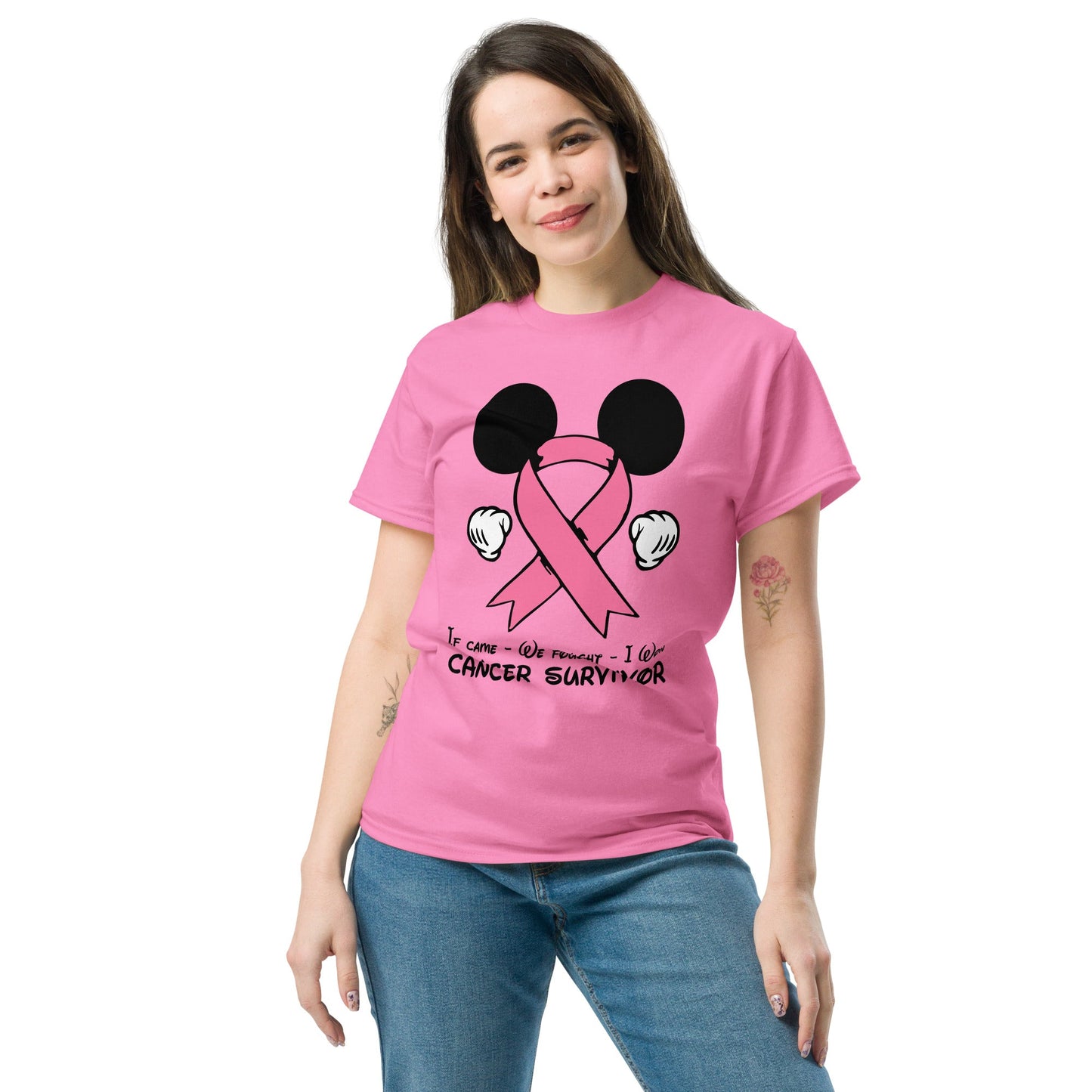 Breast Cancer Mouse Light Pink Ribbon Tee - JohnVsGBMWhiteS