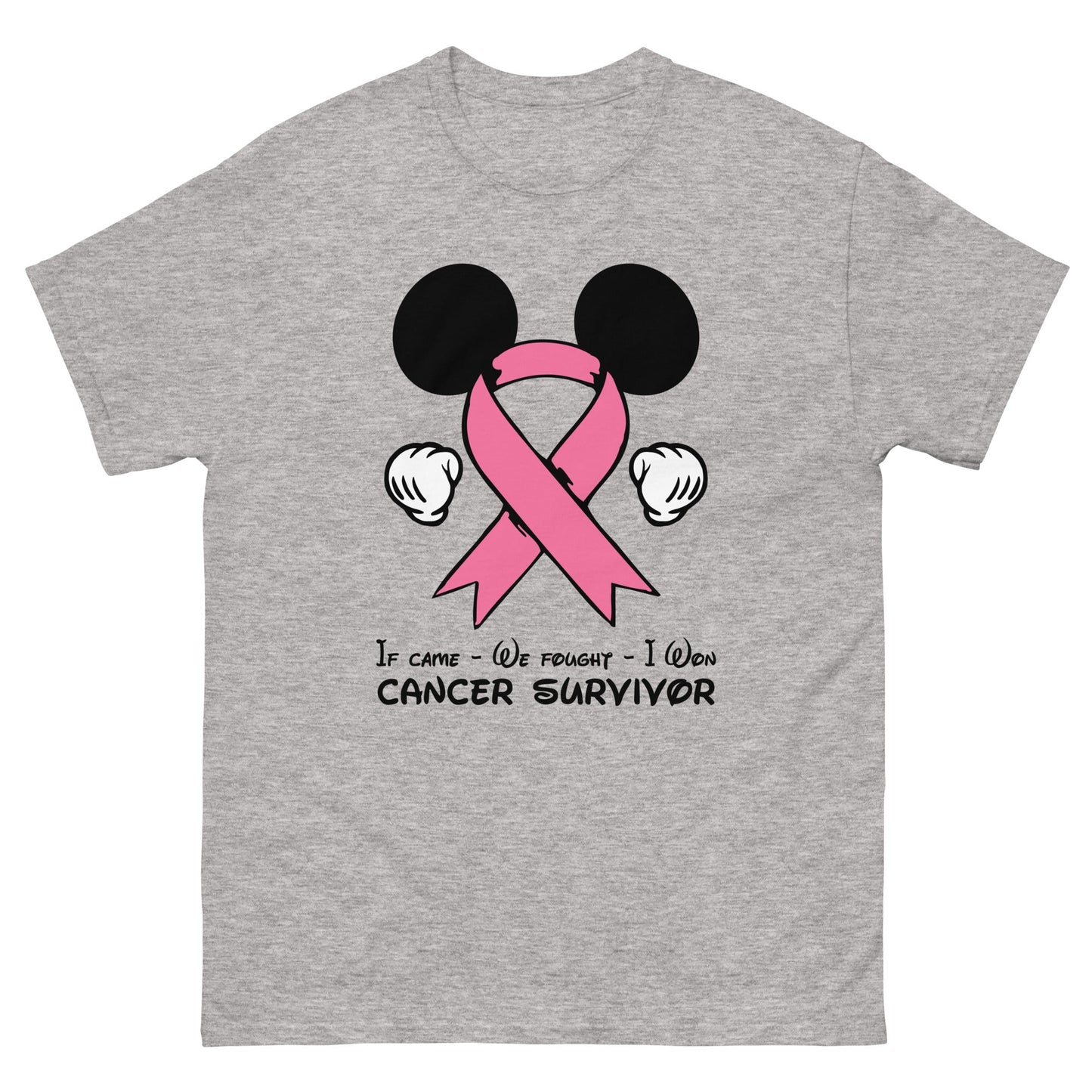 Breast Cancer Mouse Light Pink Ribbon Tee - JohnVsGBMSport GreyS