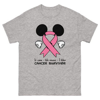 Breast Cancer Mouse Light Pink Ribbon Tee - JohnVsGBMSport GreyS