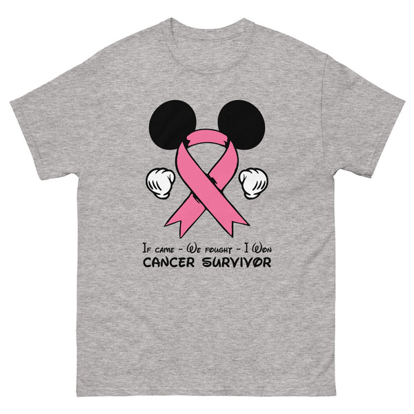 Breast Cancer Mouse Light Pink Ribbon Tee - JohnVsGBMSport GreyS