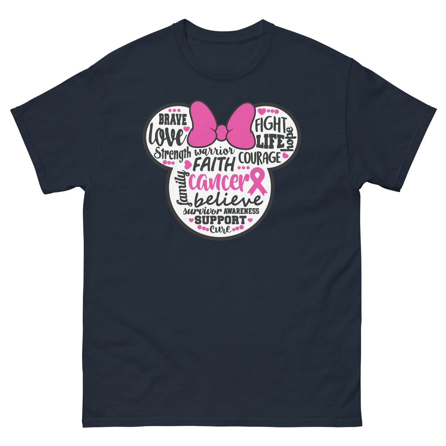 Breast Cancer Mouse Pink Bow Tee - JohnVsGBMNavyS