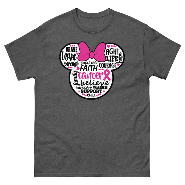 Breast Cancer Mouse Pink Bow Tee - JohnVsGBMDark HeatherS