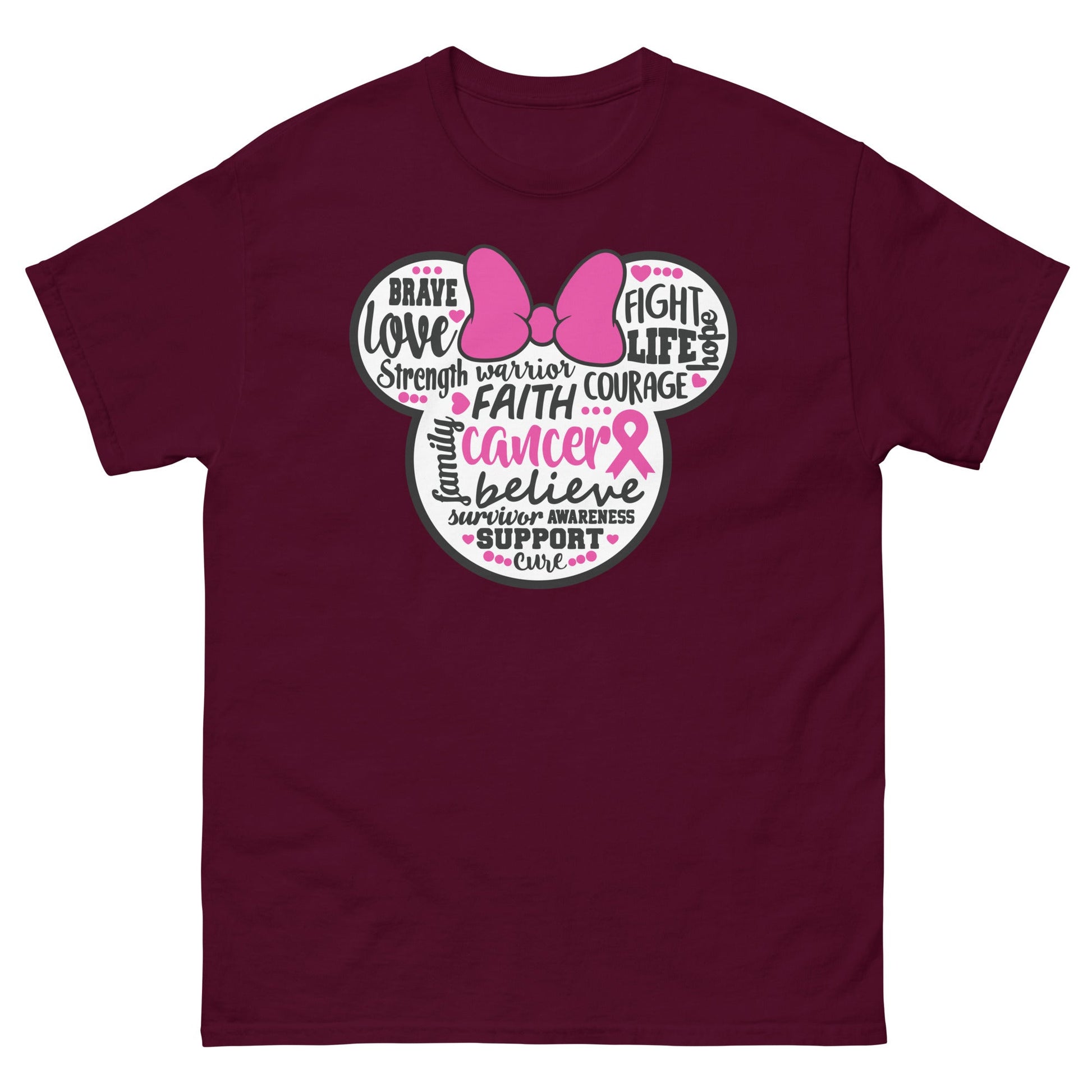 Breast Cancer Mouse Pink Bow Tee - JohnVsGBMMaroonS