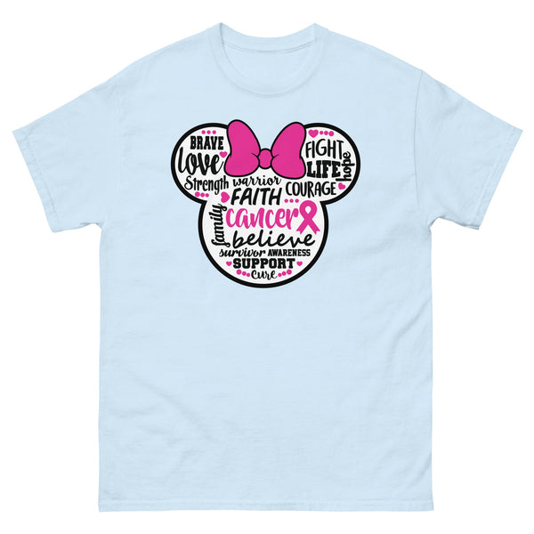 Breast Cancer Mouse Pink Bow Tee - JohnVsGBMLight BlueS