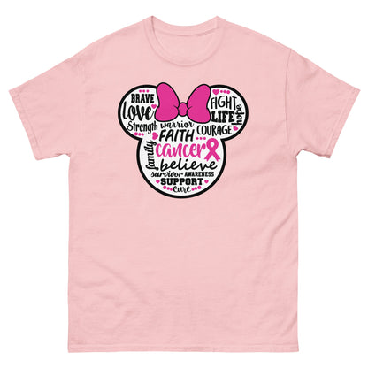 Breast Cancer Mouse Pink Bow Tee - JohnVsGBMLight PinkS