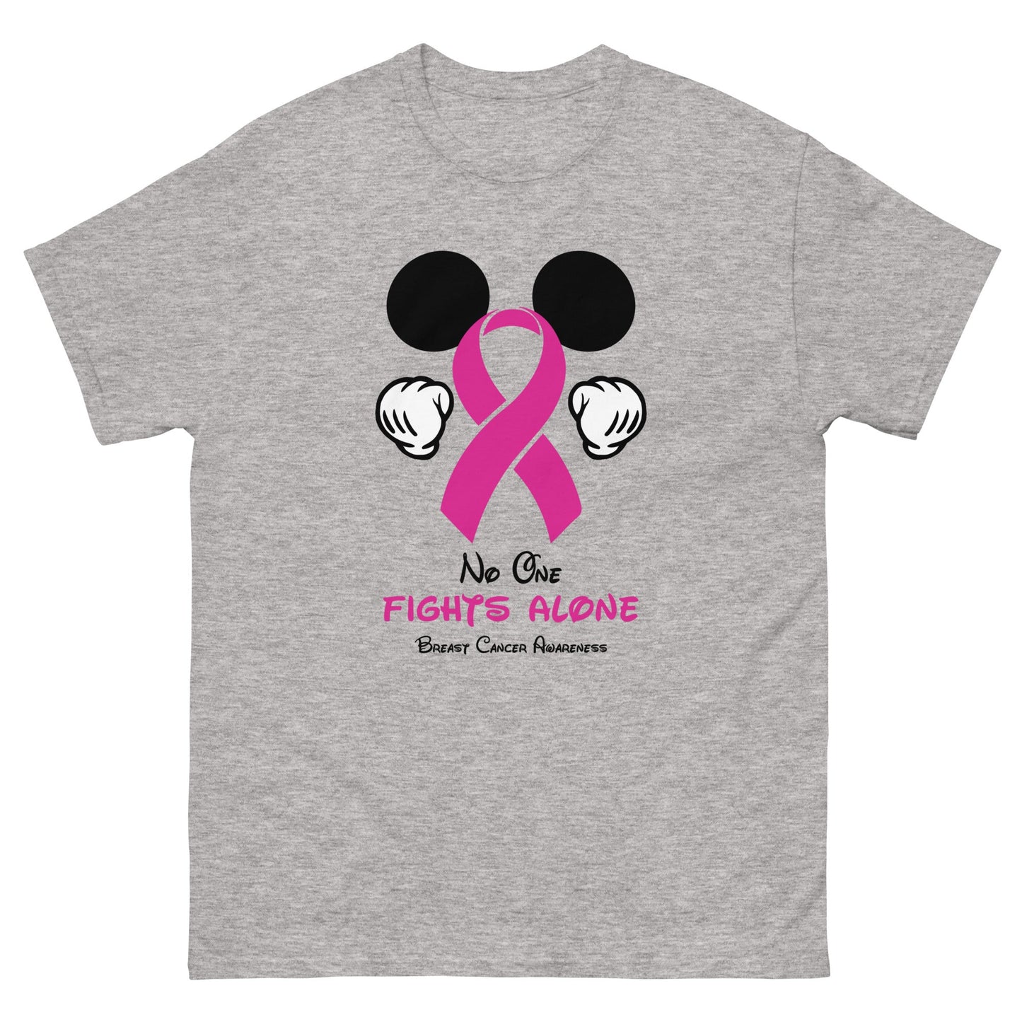 Breast Cancer Mouse Pink Ribbon Tee - JohnVsGBMSport GreyS