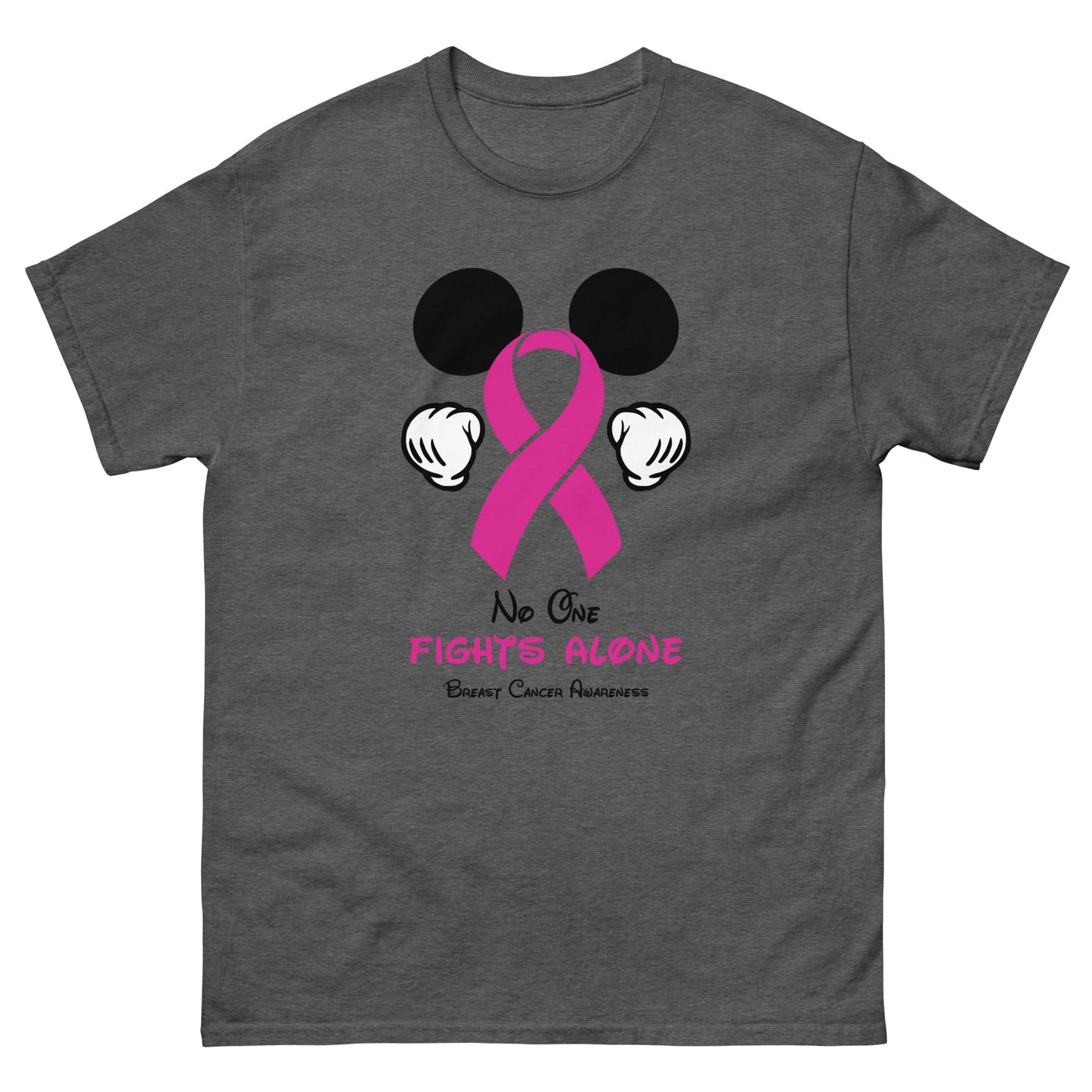 Breast Cancer Mouse Pink Ribbon Tee - JohnVsGBMDark HeatherS