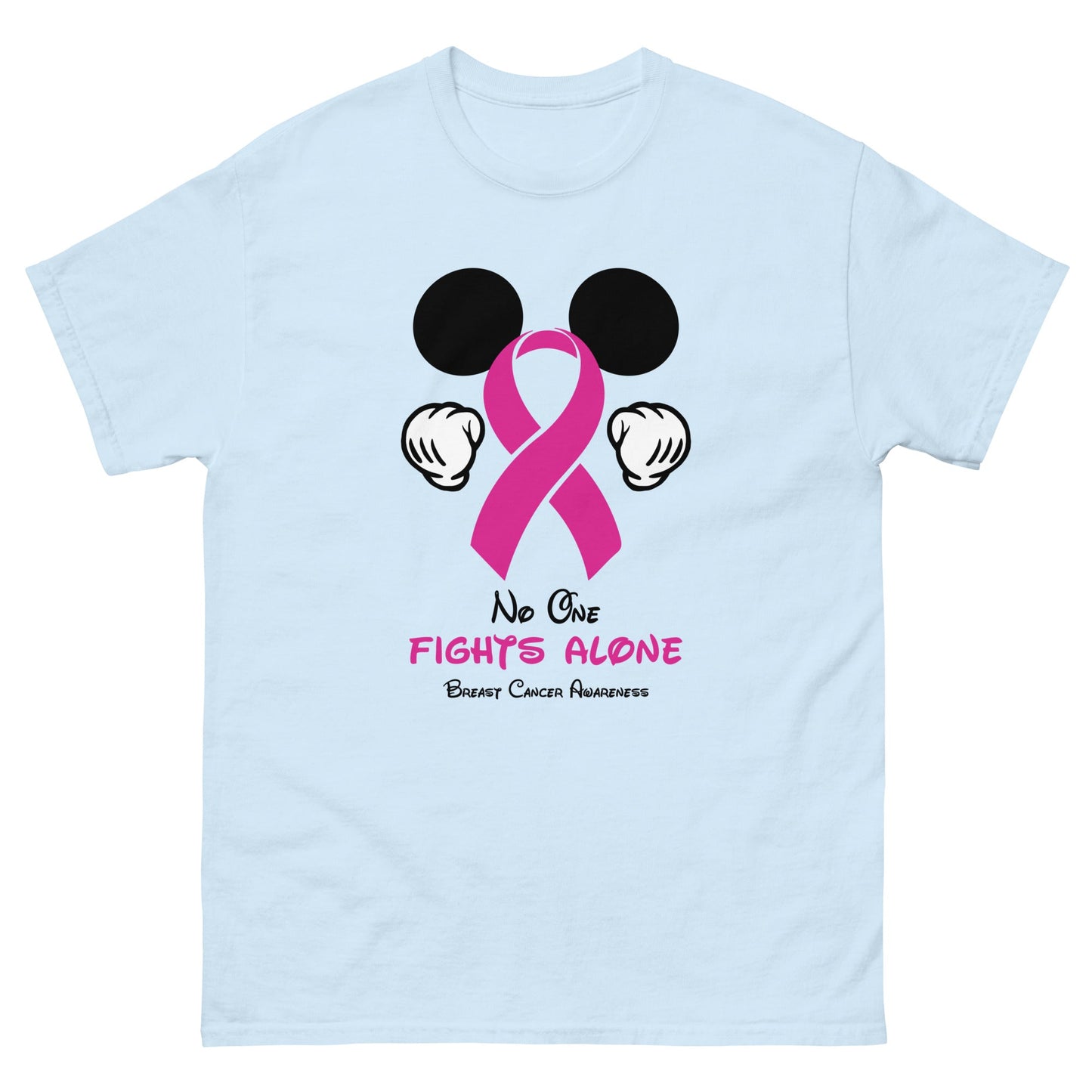 Breast Cancer Mouse Pink Ribbon Tee - JohnVsGBMLight BlueS