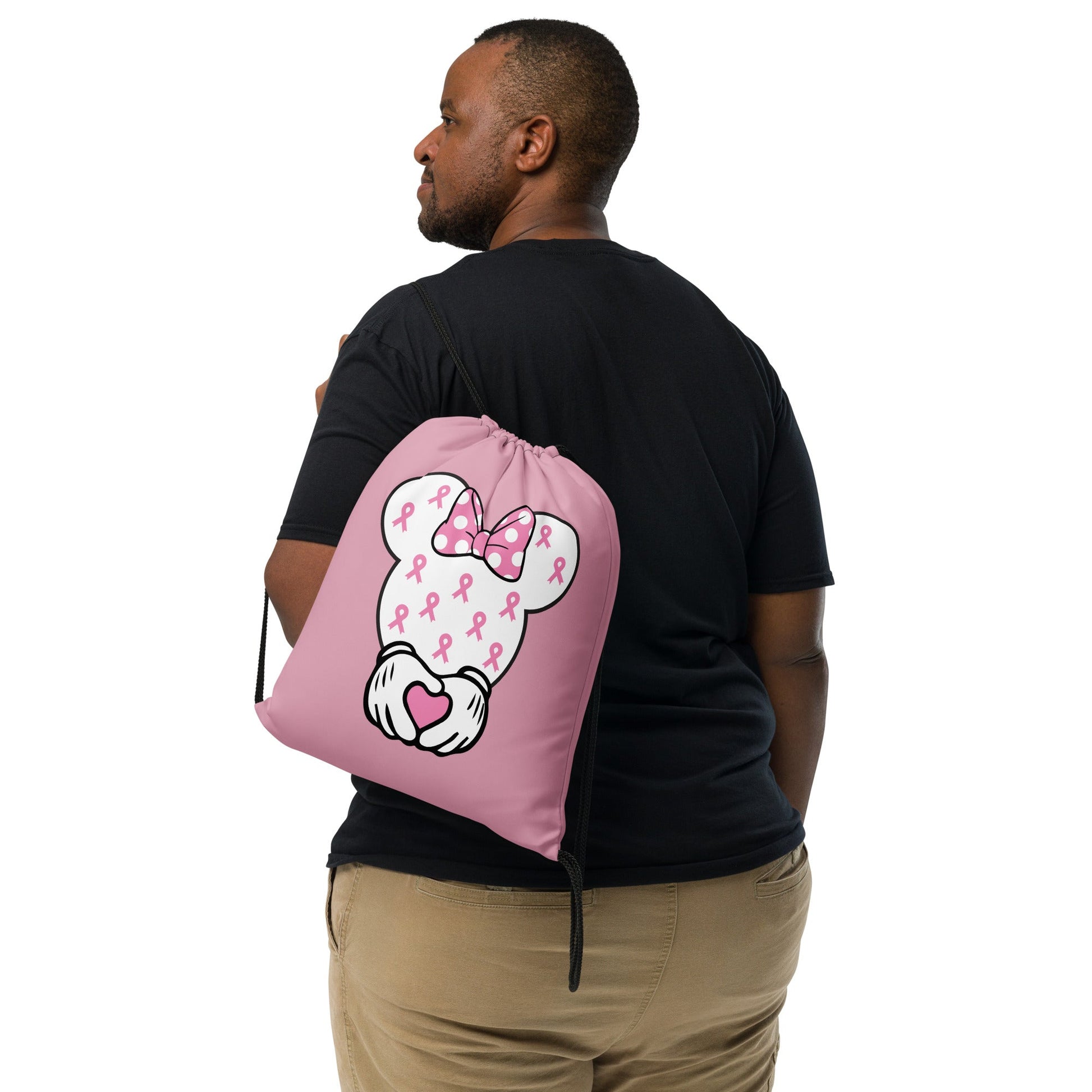 Breast Cancer Mouse Theme Drawstring Bag - JohnVsGBM