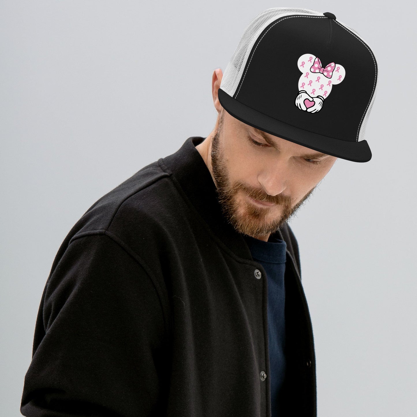 Breast Cancer Mouse Themed Cap - JohnVsGBMSilver/ Black