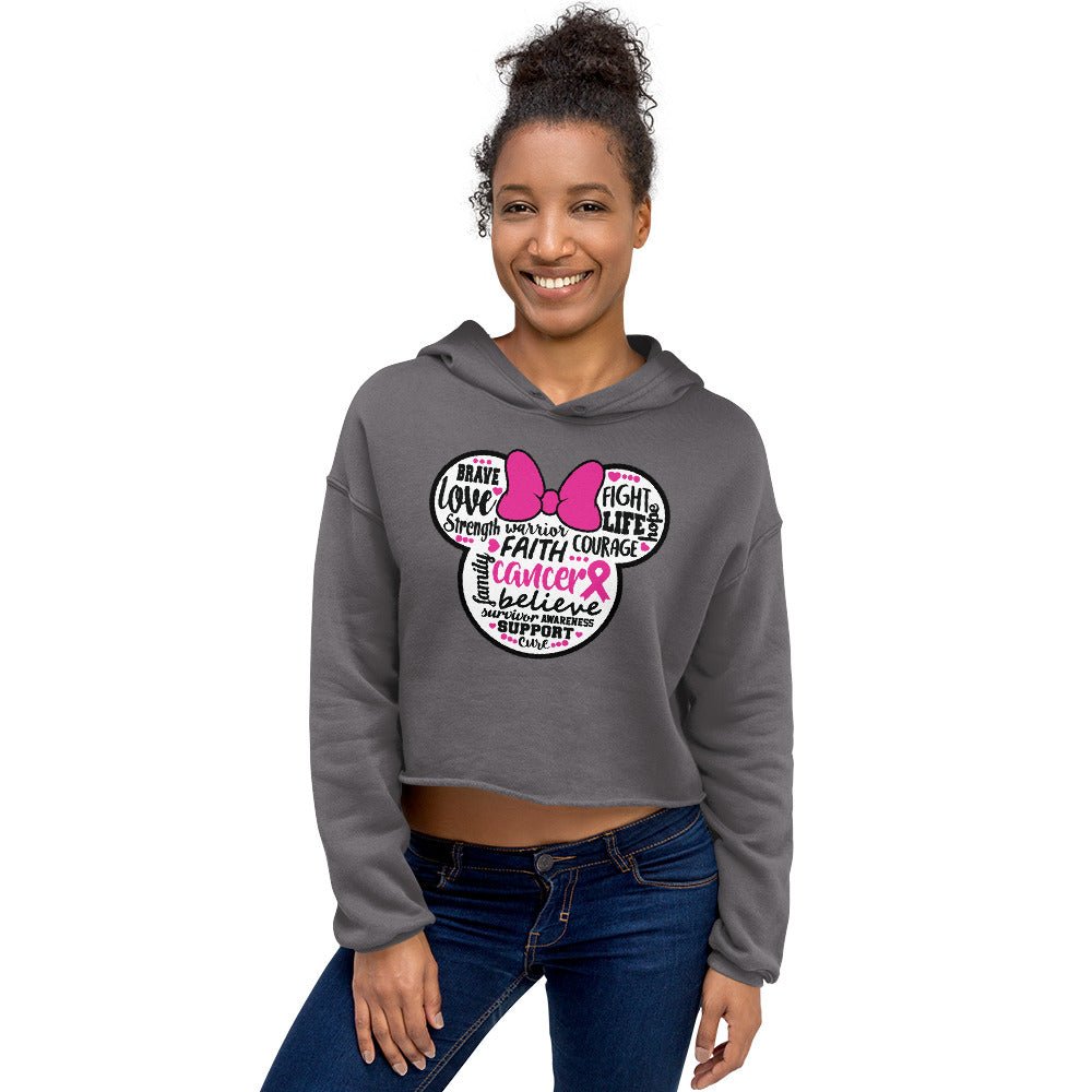 Breast Cancer Mouse White Crop Hoodie - JohnVsGBMPeachS