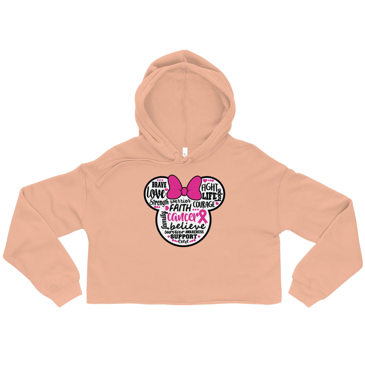 Breast Cancer Mouse White Crop Hoodie - JohnVsGBMPeachS