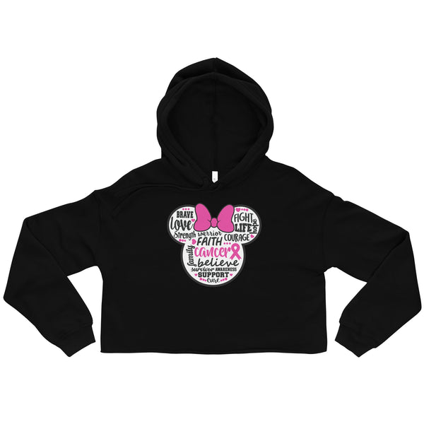 Breast Cancer Mouse White Crop Hoodie - JohnVsGBMBlackS