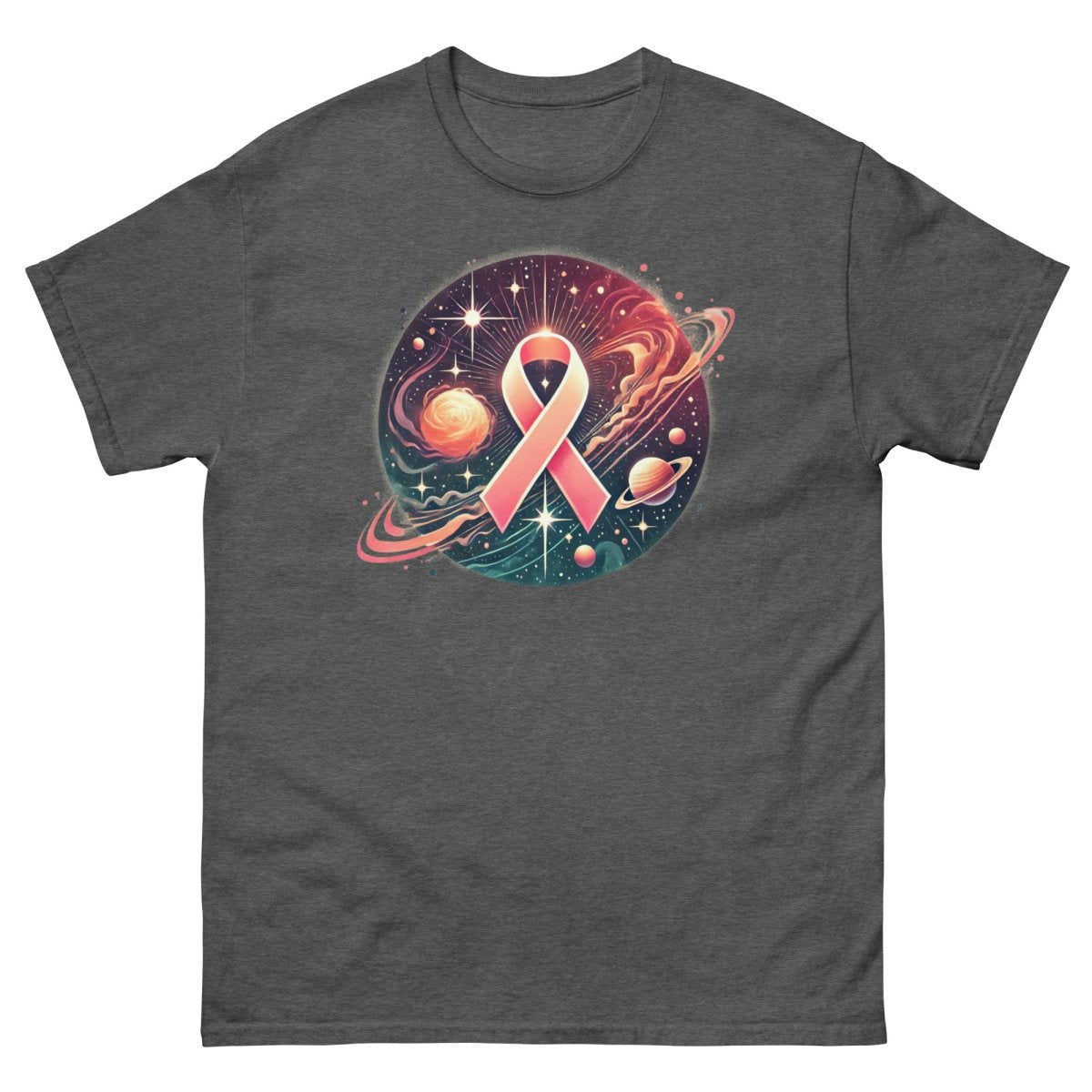 Breast Cancer Rings Galaxy Tee - JohnVsGBMDark HeatherS