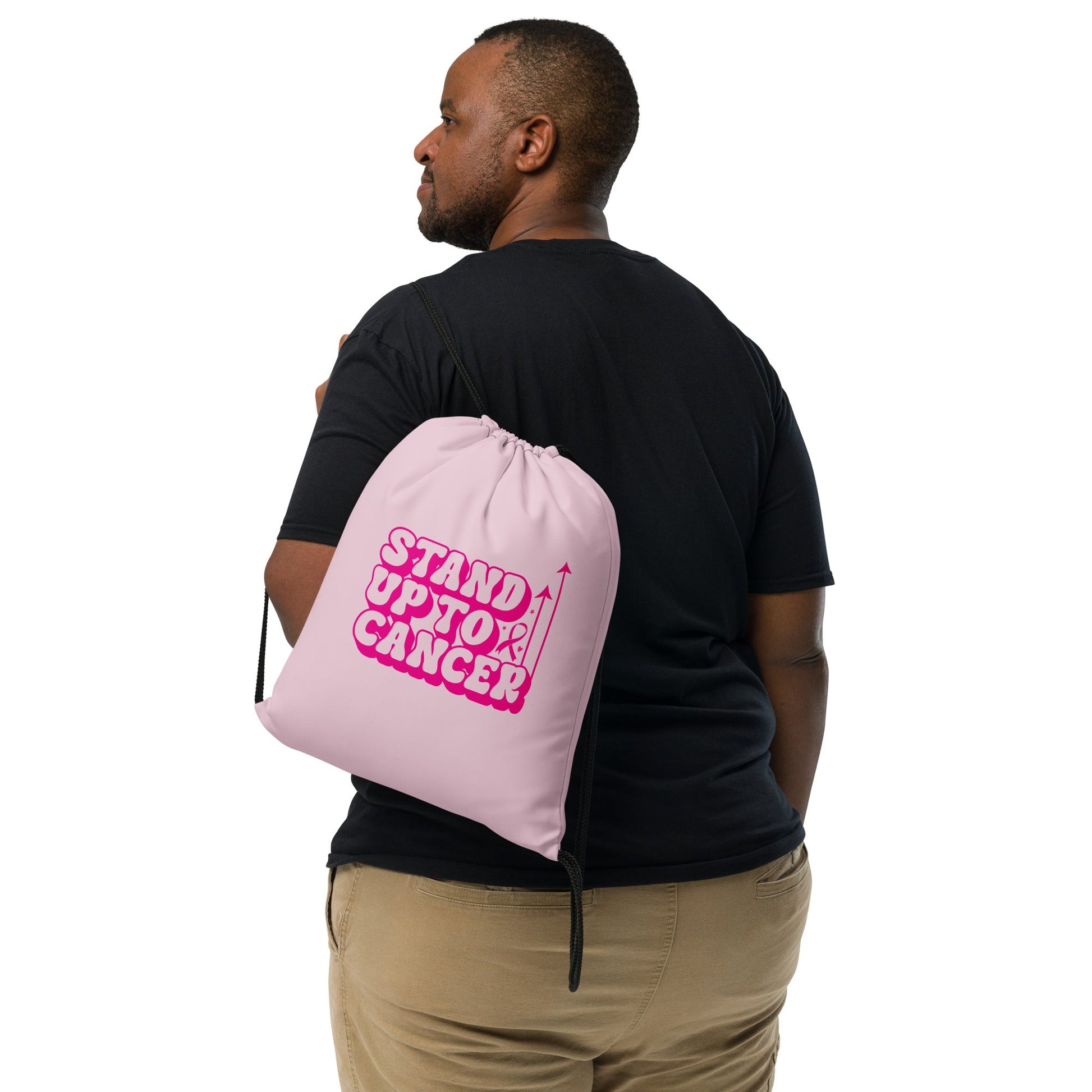 Breast Cancer Stand Up Drawstring Bag - JohnVsGBM