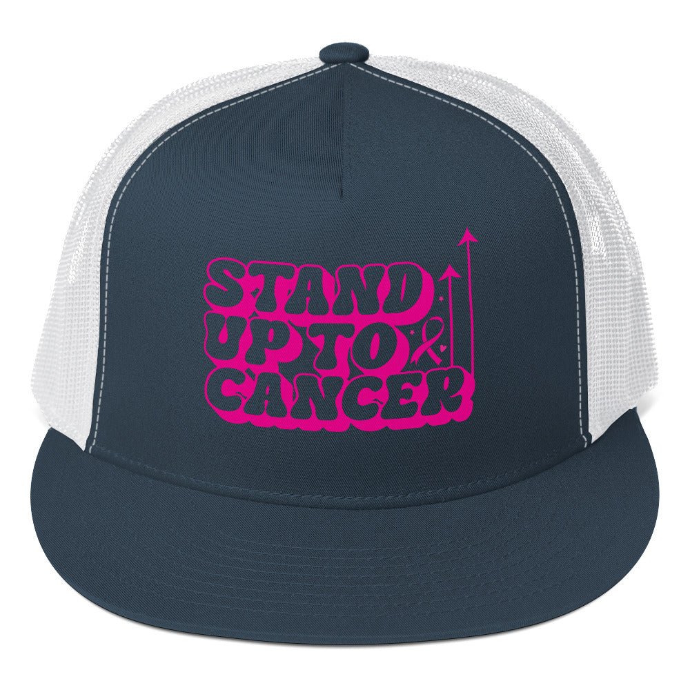 Breast Cancer Stand Up Trucker Cap - JohnVsGBMNavy/ White