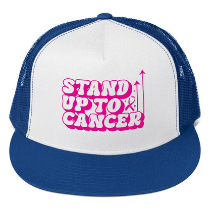 Breast Cancer Stand Up Trucker Cap - JohnVsGBMRoyal/ White/ Royal