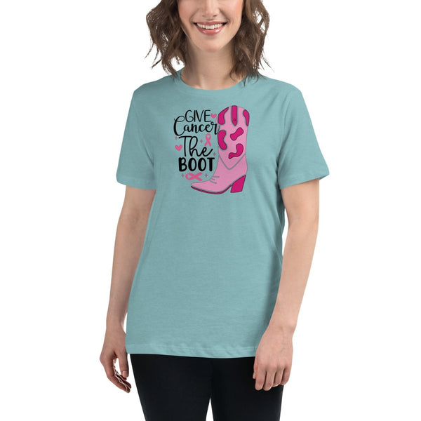 Breast Cancer Women's Boot Tee - JohnVsGBMHeather Blue LagoonS