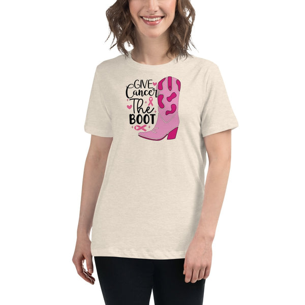 Breast Cancer Women's Boot Tee - JohnVsGBMHeather Prism NaturalS