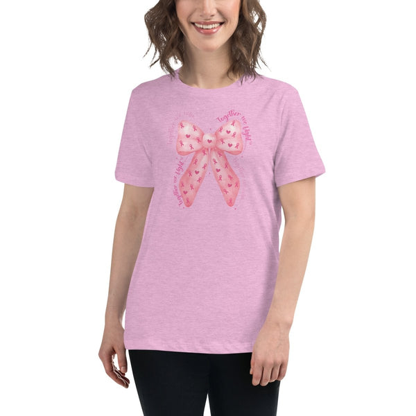 Breast Cancer Women's Bow Tee - JohnVsGBMHeather Prism LilacS