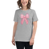 Breast Cancer Women's Bow Tee - JohnVsGBMAthletic HeatherS