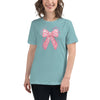 Breast Cancer Women's Bow Tee - JohnVsGBMHeather Blue LagoonS