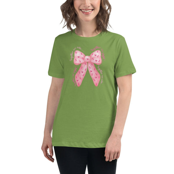 Breast Cancer Women's Bow Tee - JohnVsGBMLeafS