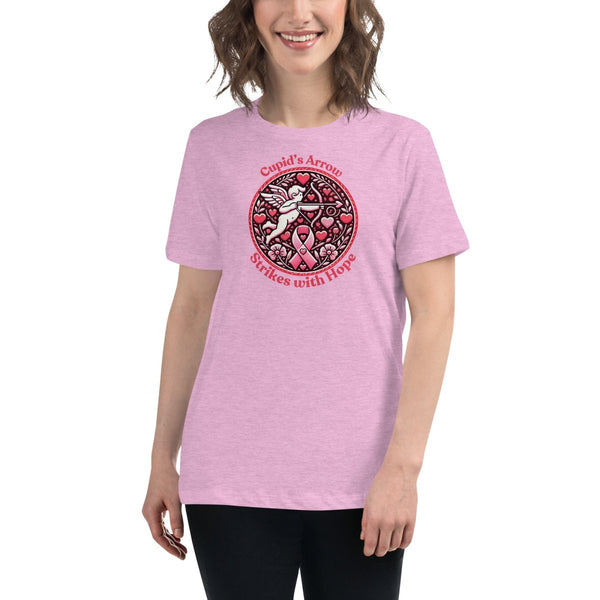 Breast Cancer Women's Cupid Love Tee - JohnVsGBMHeather Prism LilacS