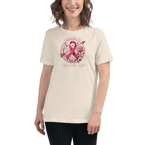 Breast Cancer Women's Cure Love Tee - JohnVsGBMHeather Prism NaturalS