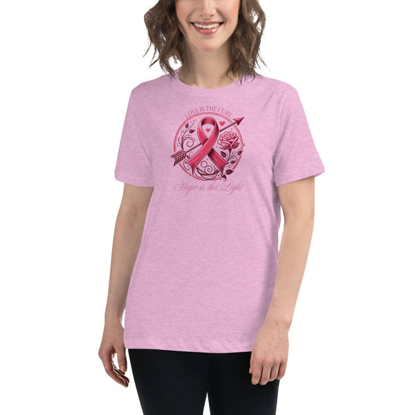 Breast Cancer Women's Cure Love Tee - JohnVsGBMHeather Prism LilacS