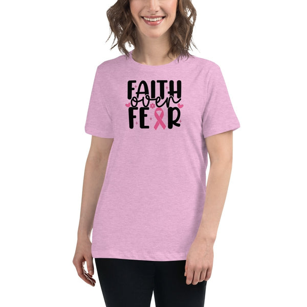 Breast Cancer Women's Faith Fear Tee - JohnVsGBMHeather Prism LilacS