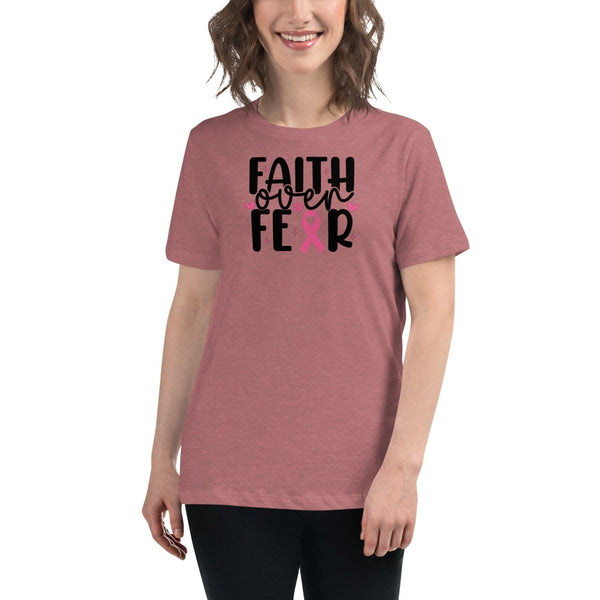 Breast Cancer Women's Faith Fear Tee - JohnVsGBMHeather MauveS