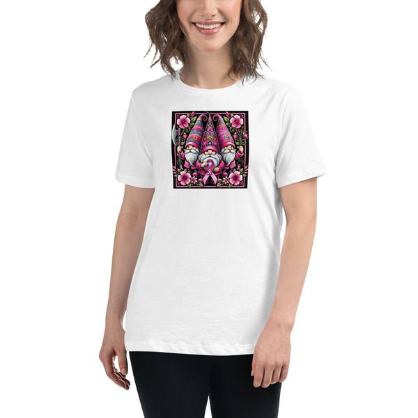 Breast Cancer Women's Floral Gnome Tee - JohnVsGBMWhiteS