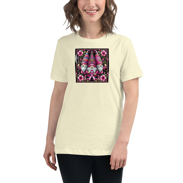 Breast Cancer Women's Floral Gnome Tee - JohnVsGBMCitronS