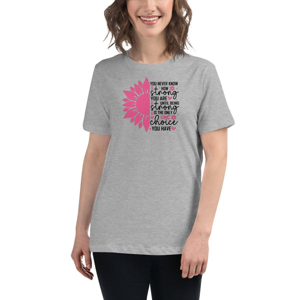 Breast Cancer Women's Flower Tee - JohnVsGBMAthletic HeatherS