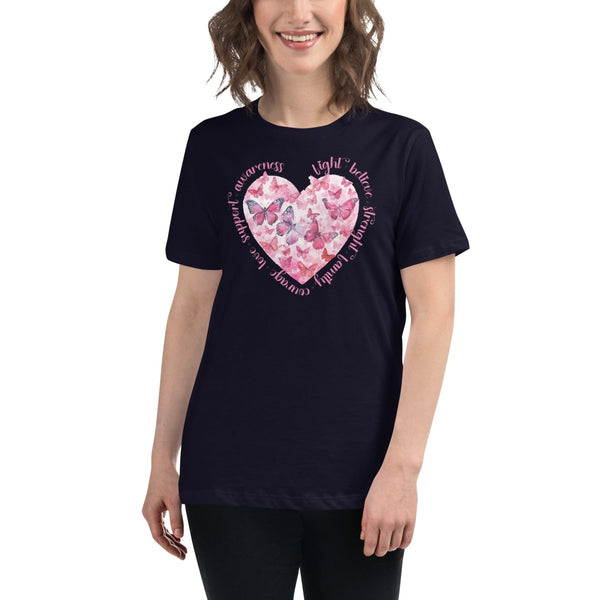 Breast Cancer Women's Heart Tee - JohnVsGBMNavyS