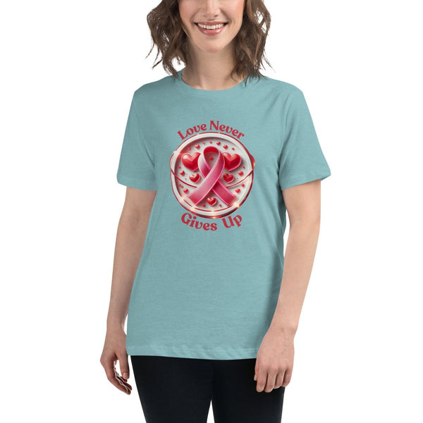 Breast Cancer Women's Love Tee - JohnVsGBMHeather Blue LagoonS