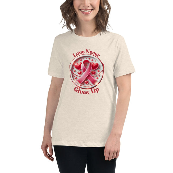 Breast Cancer Women's Love Tee - JohnVsGBMHeather Prism NaturalS