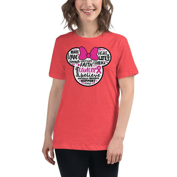 Breast Cancer Women's Mouse Bow Tee - JohnVsGBMHeather RedS