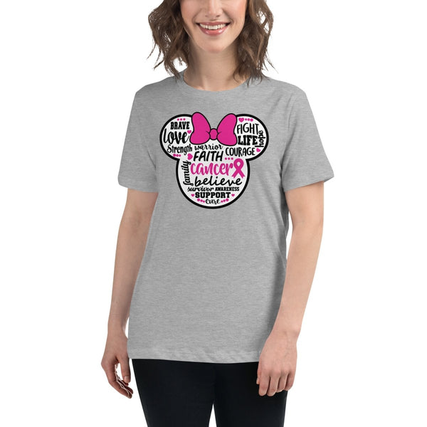 Breast Cancer Women's Mouse Bow Tee - JohnVsGBMAthletic HeatherS