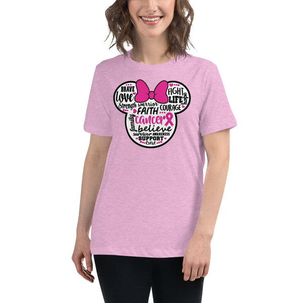 Breast Cancer Women's Mouse Bow Tee - JohnVsGBMHeather Prism LilacS