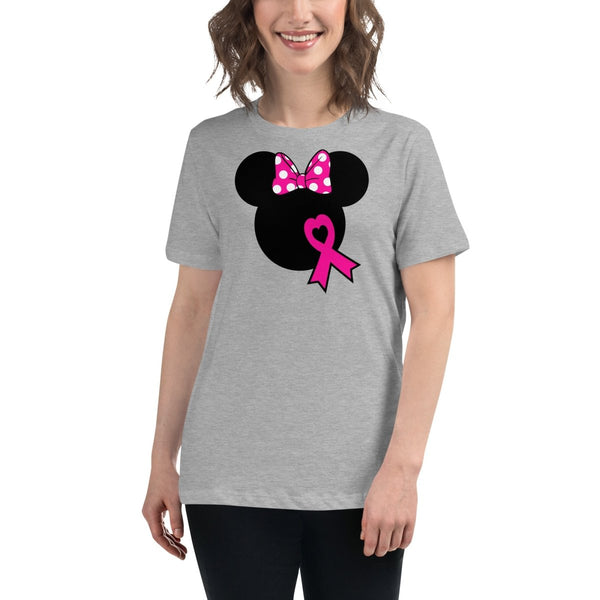 Breast Cancer Women's Mouse Dot Tee - JohnVsGBMAthletic HeatherS