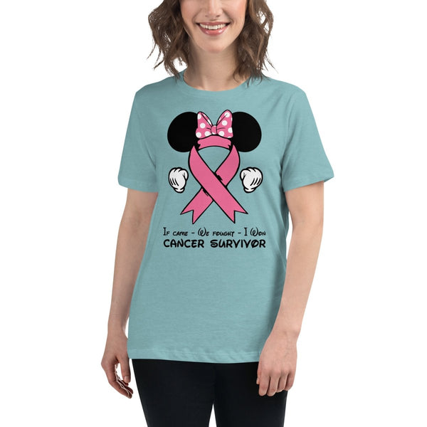 Breast Cancer Women's Mouse Dot Tee - JohnVsGBMHeather Blue LagoonS