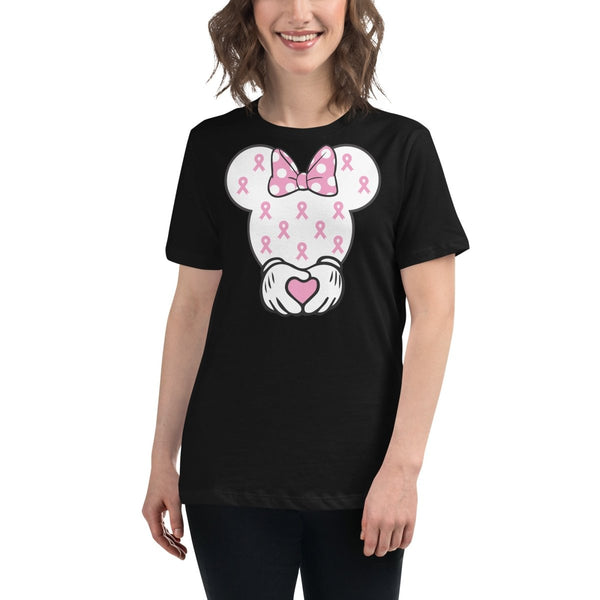 Breast Cancer Women's Mouse Heart Tee - JohnVsGBMBlackS