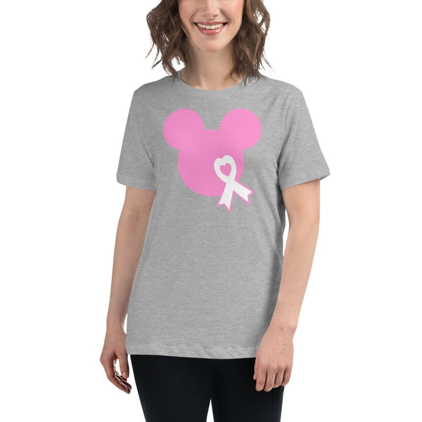 Breast Cancer Women's Mouse L Pink Tee - JohnVsGBMAthletic HeatherS