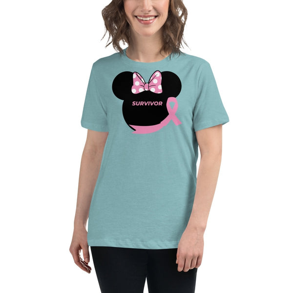 Breast Cancer Women's Mouse Survivor Tee - JohnVsGBMHeather Blue LagoonS