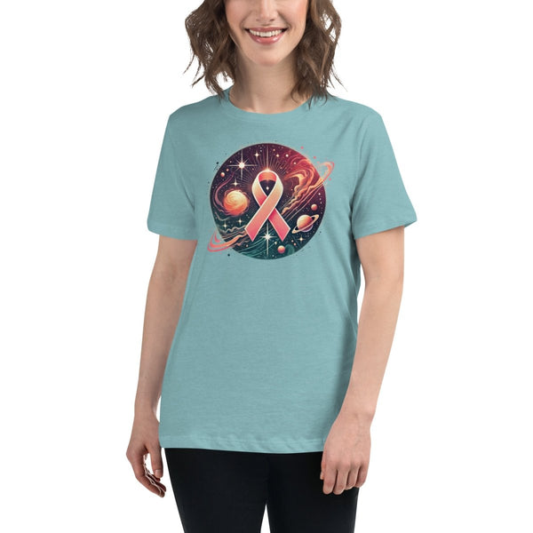 Breast Cancer Women's Rings Galaxy Tee - JohnVsGBMHeather Blue LagoonS